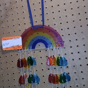 Vibrant Rainbow Suncatcher with Teardrop Accents